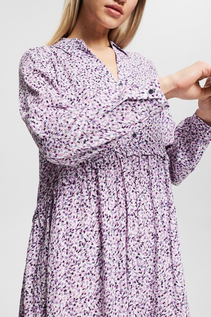 Skjortblusklänning med mönster, LENZING™ ECOVERO™, LILAC, detail image number 3