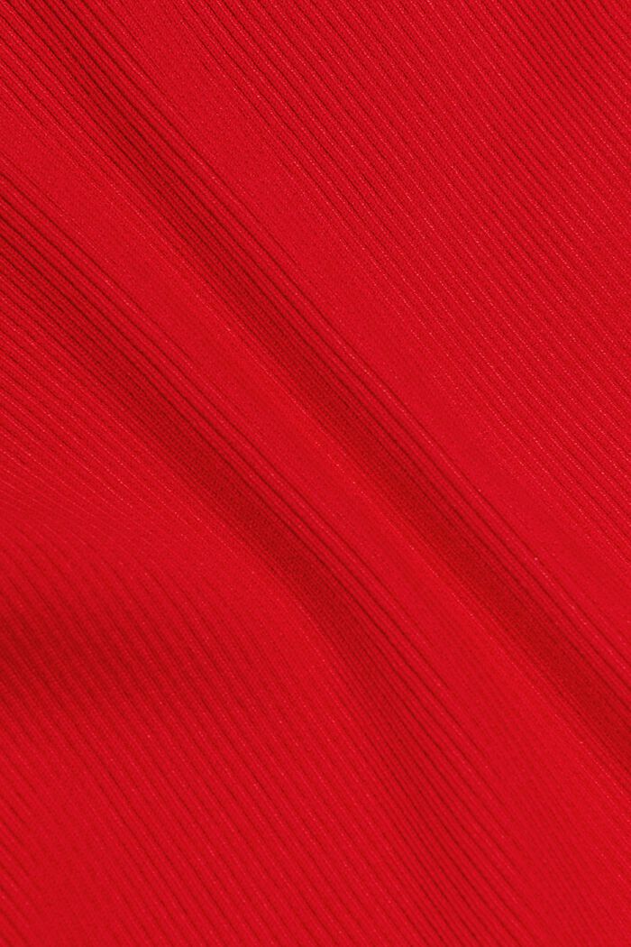 Ribbstickad tröja med rund ringning, RED, detail image number 5