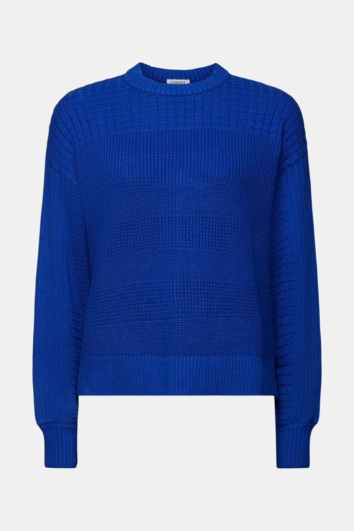 Strukturerad rundringad tröja, BRIGHT BLUE, detail image number 6