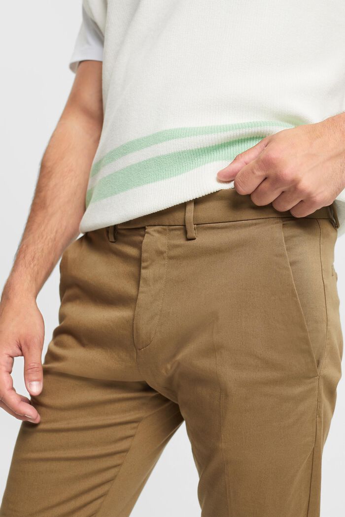 Stretch-chinos i bomull, BEIGE, detail image number 0