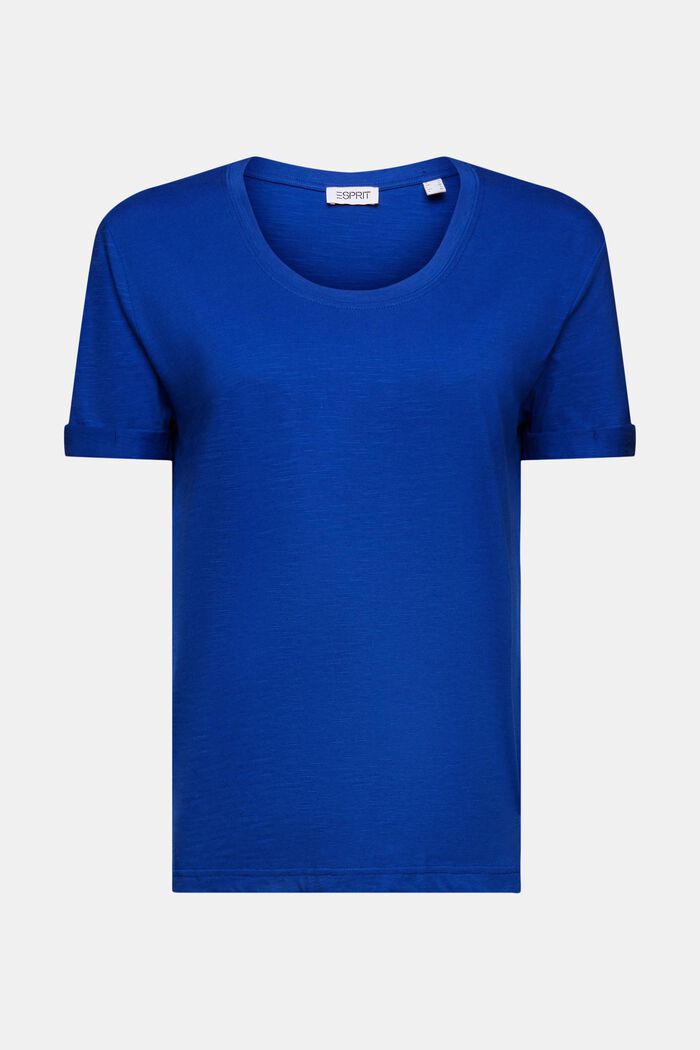 T-shirt med slub-struktur och rund ringning, BRIGHT BLUE, detail image number 6