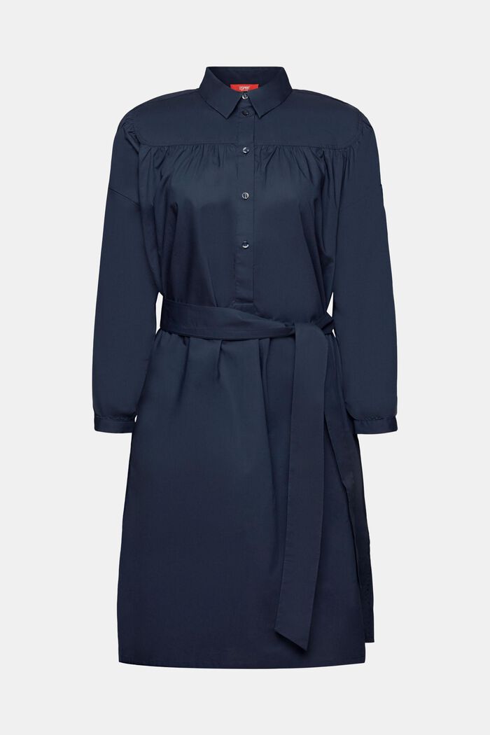 Skjortklänning med knytskärp, 100 % bomull, PETROL BLUE, detail image number 6
