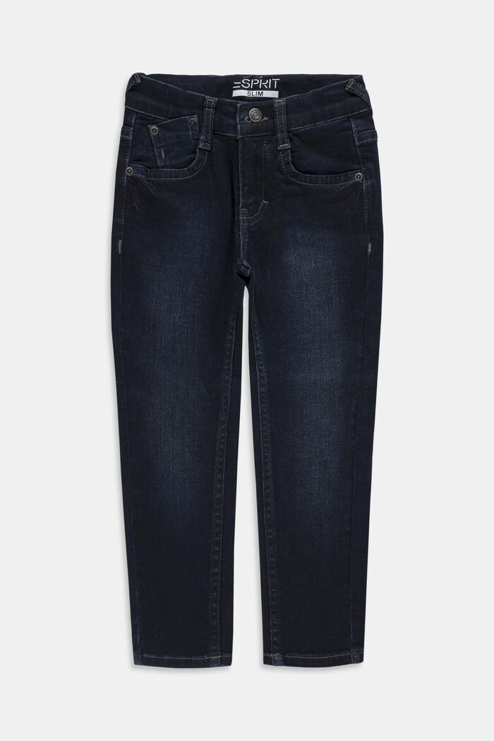 Jeans med smal passform och justerbar linning, BLUE MEDIUM WASHED, detail image number 0