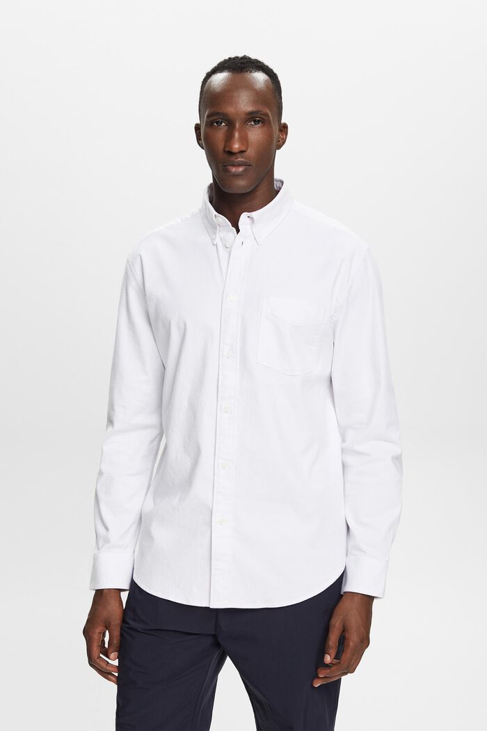 Skjorta i twill med normal passform, WHITE, detail image number 1