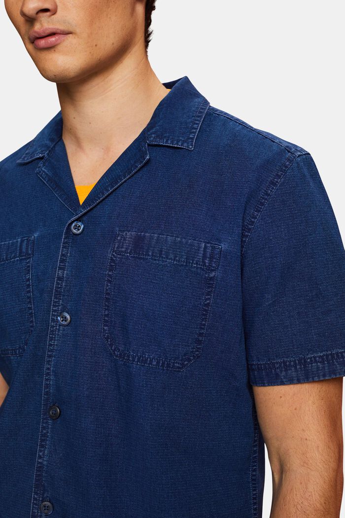 Kortärmad jeansskjorta, 100% bomull, BLUE DARK WASHED, detail image number 2