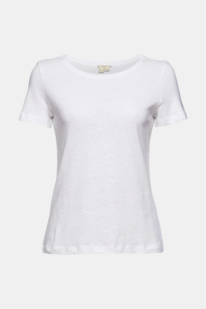 Med linne: enfärgad T-shirt, WHITE, overview
