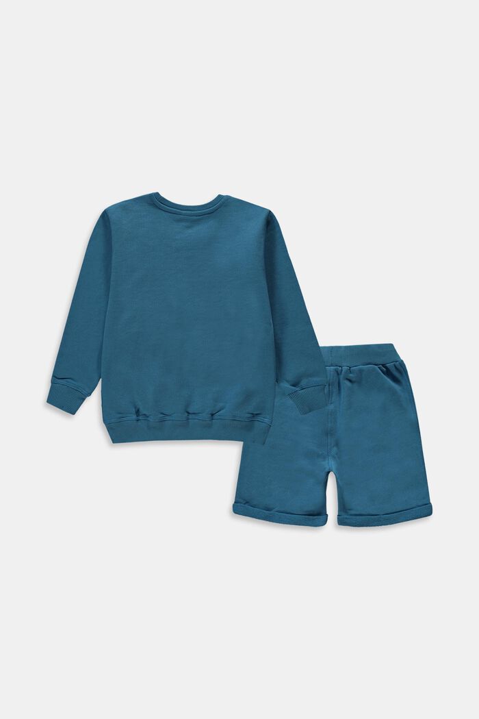 Set: sweatshirt och shorts, 100% bomull, TURQUOISE, detail image number 1