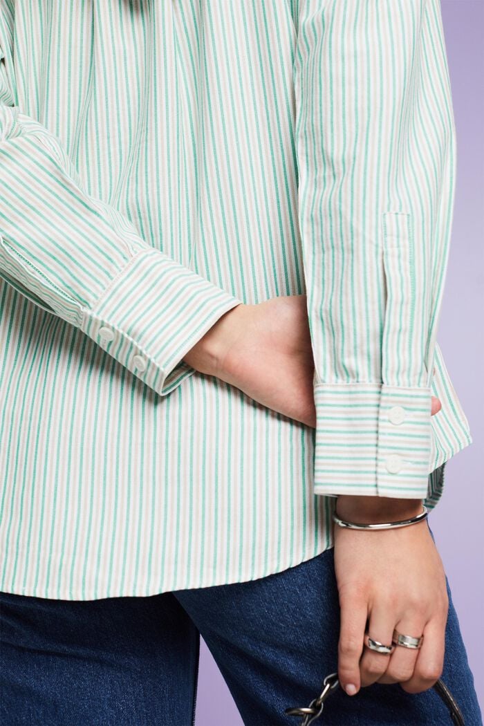 Oversized, randig bomullsskjorta, GREEN, detail image number 3