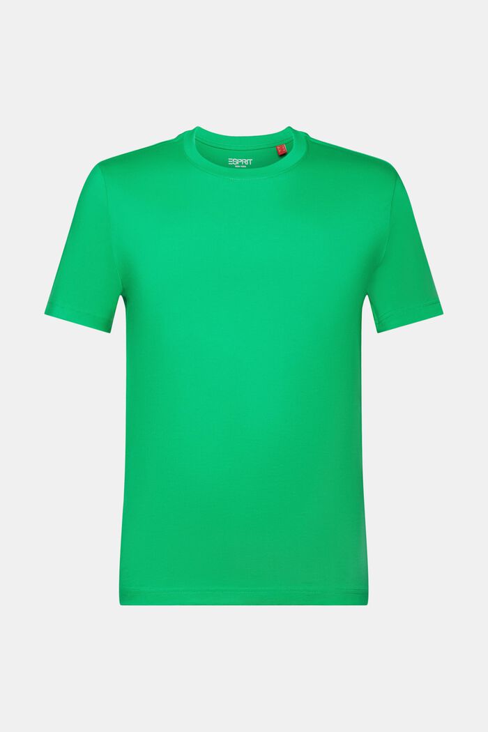 T-shirt i pimabomull-jersey med rund ringning, GREEN, detail image number 7