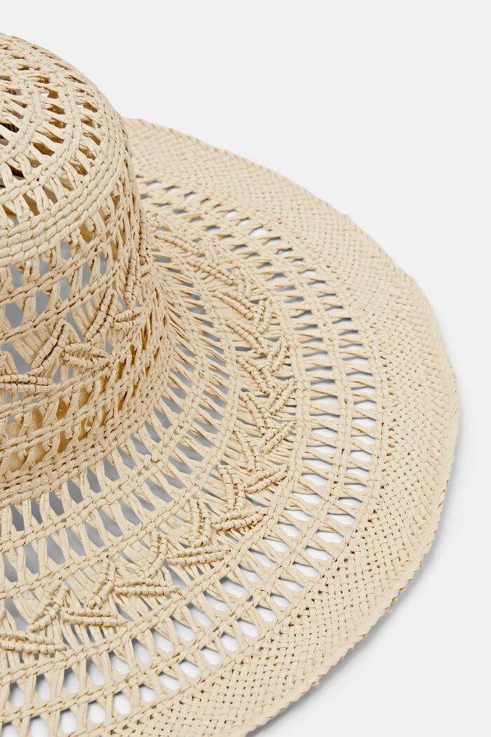 Cloche-hatt i flätad halm, CREAM BEIGE, detail image number 1