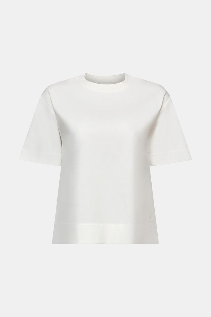 T-shirt i pimabomull med rund ringning, OFF WHITE, detail image number 6
