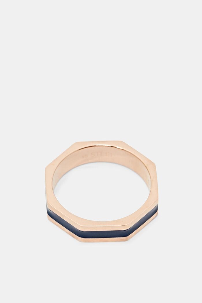 Kantig ring med färg, rostfritt stål, ROSEGOLD, overview