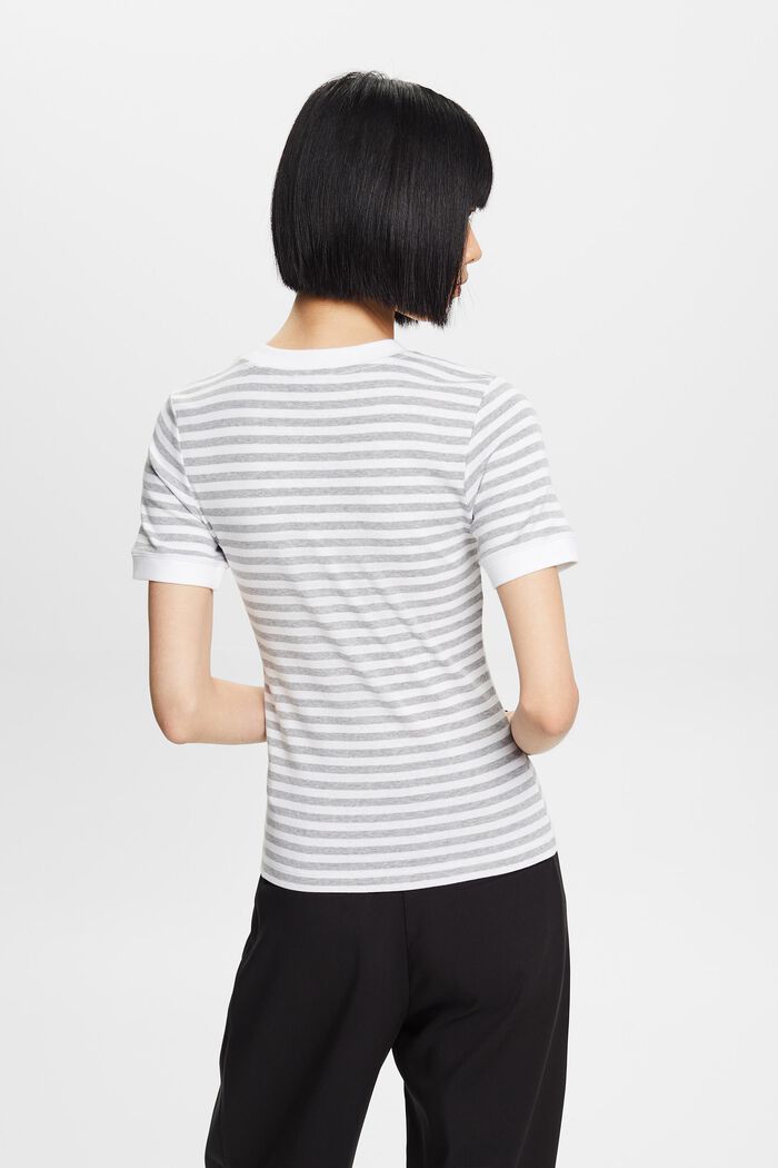 Randig bomulls-T-shirt med logotryck, WHITE, detail image number 3