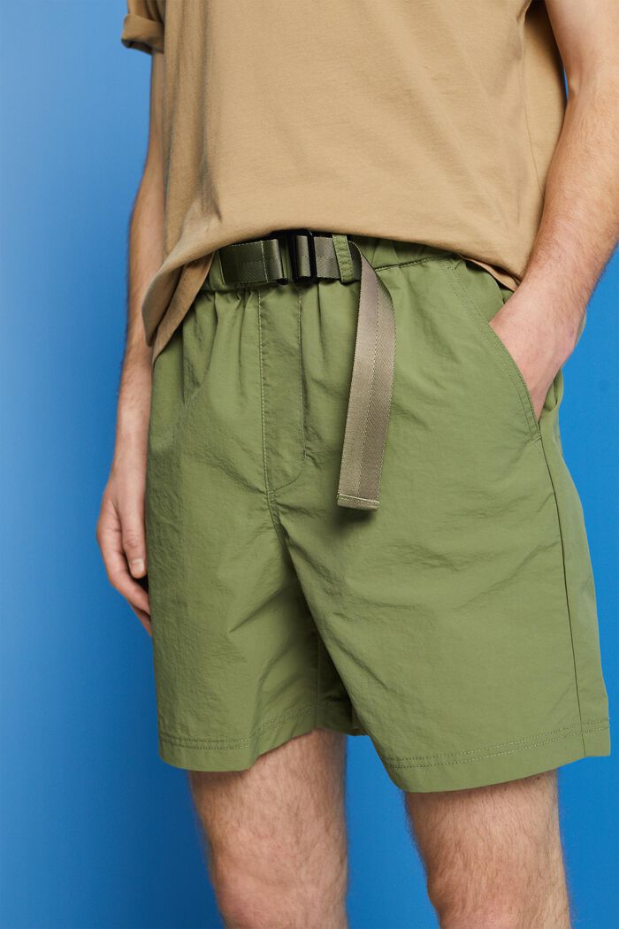 Shorts med integrerat bälte, OLIVE, detail image number 2