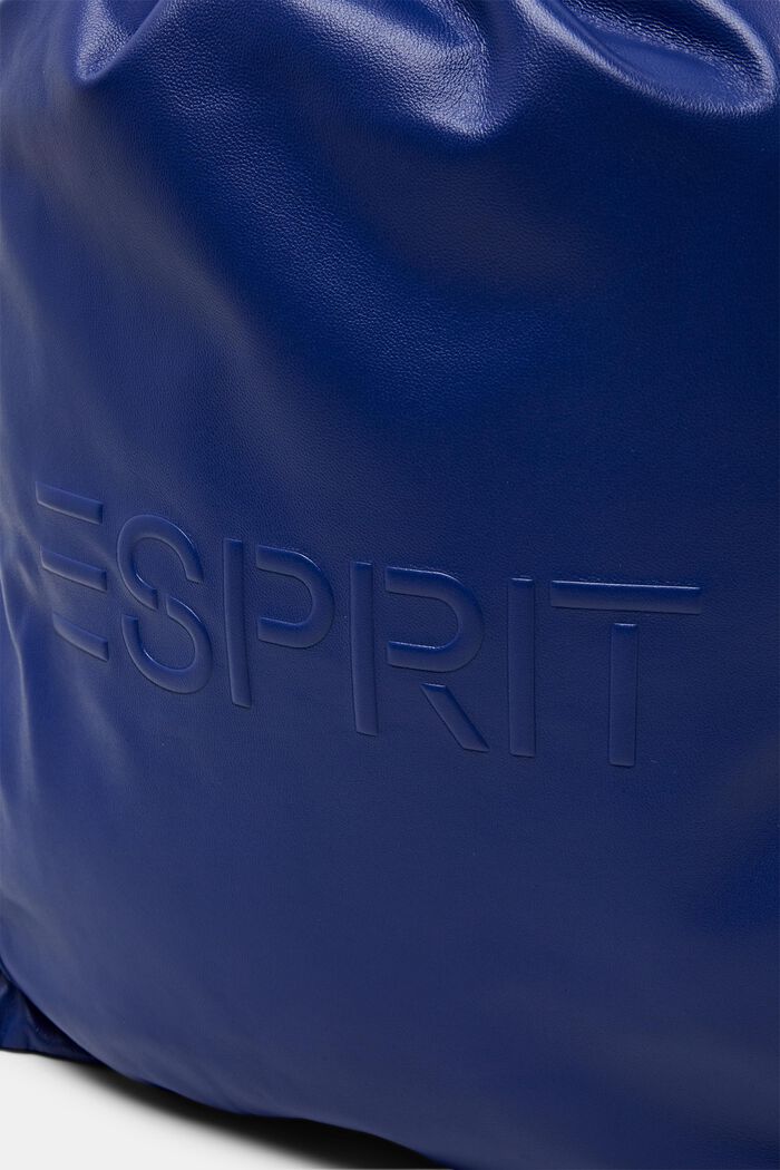 Ryggsäck i skinn med dragsko och logo, BRIGHT BLUE, detail image number 1