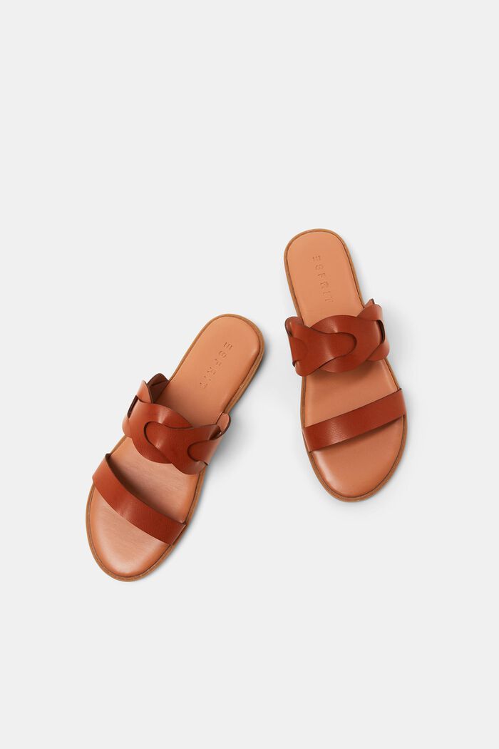 Flätade slip-in sandaler i veganskt läder, CARAMEL, detail image number 6
