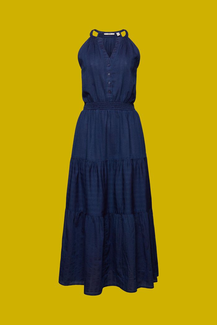 Midiklänning i bomull med volangvåd, NAVY, detail image number 6