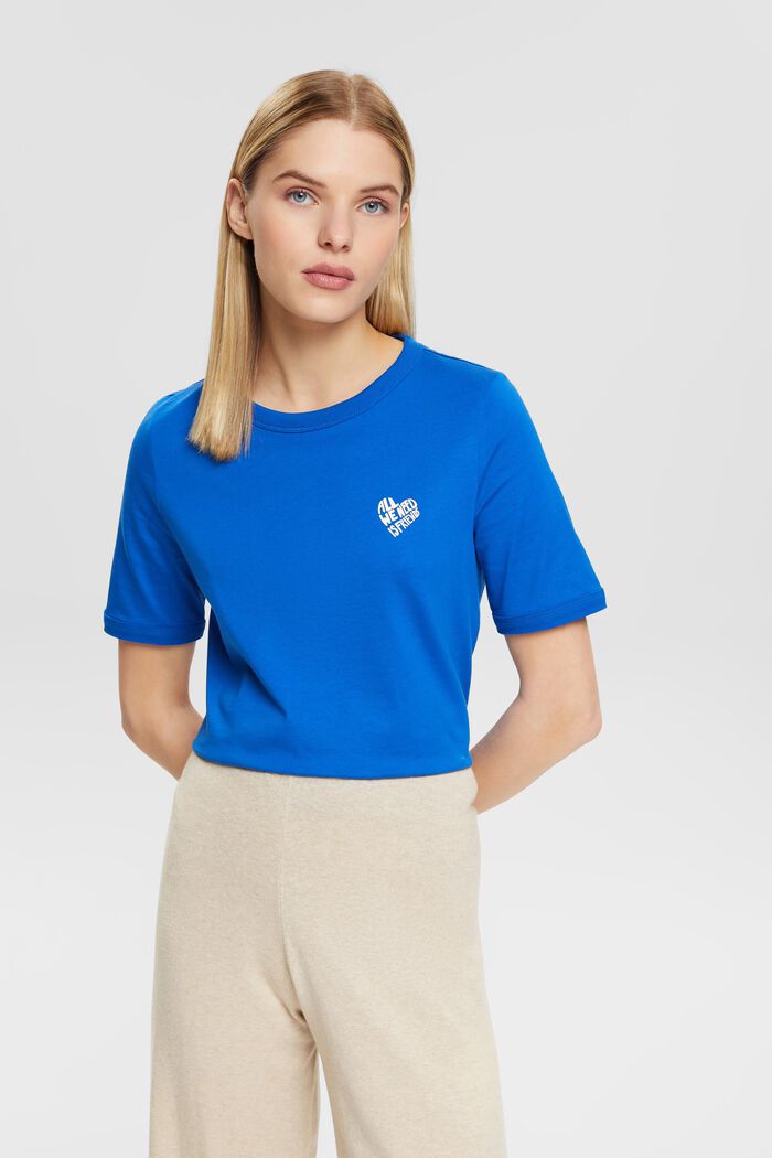 T-shirt i bomull med hjärtformad logo, BLUE, detail image number 0