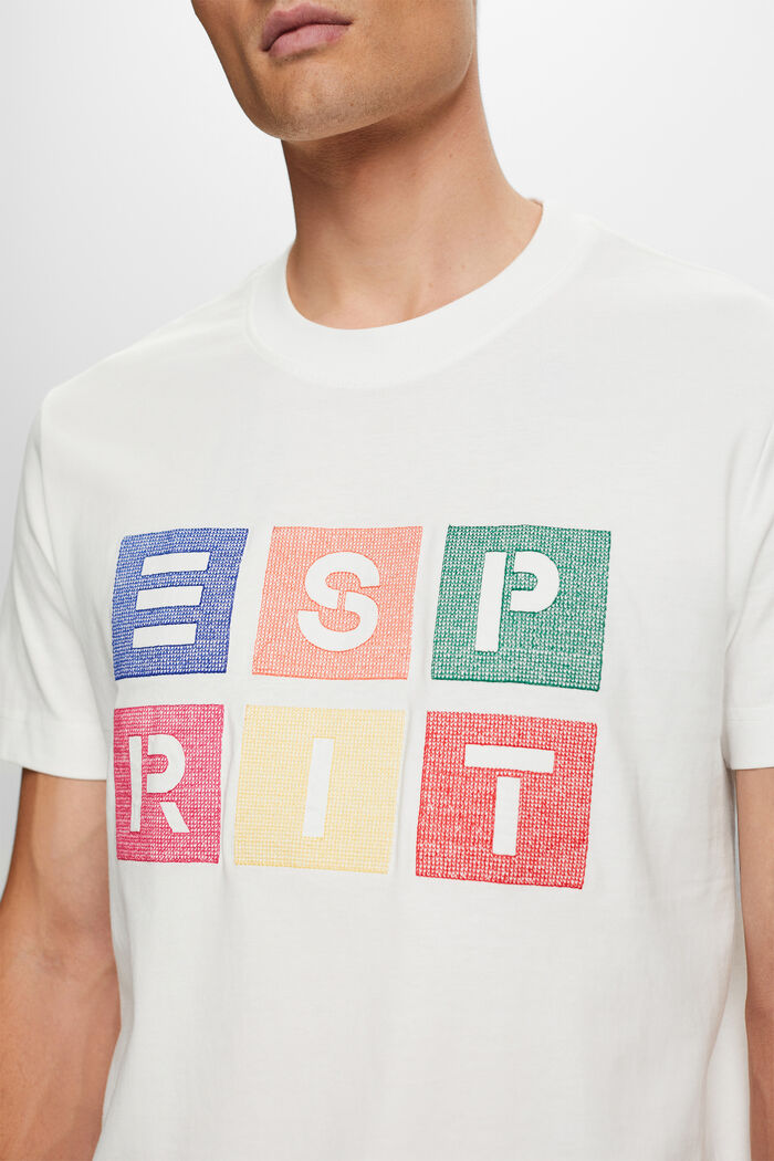 T-shirt i bomull med logotryck, OFF WHITE, detail image number 2