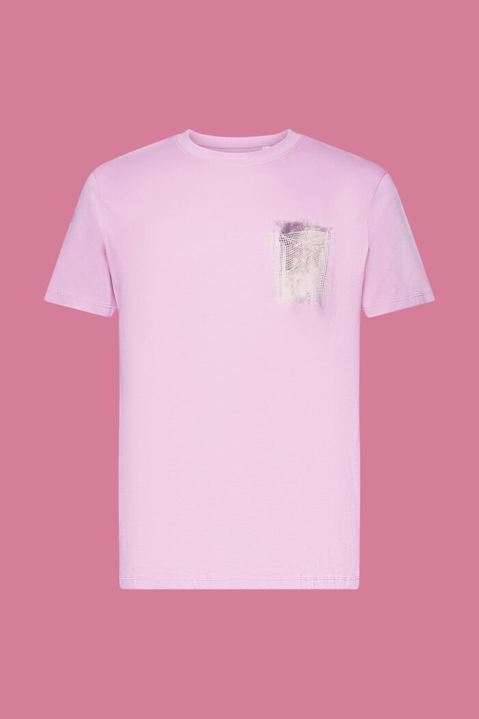 T-shirt med tryck i hållbar bomull, LILAC, detail image number 5
