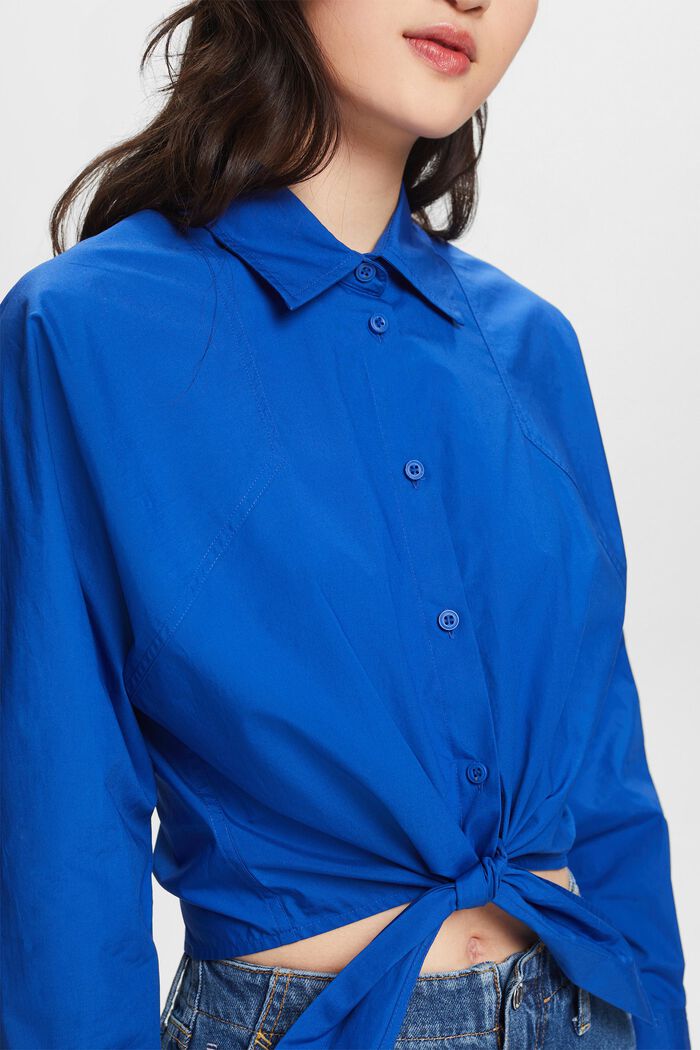 Kort skjorta med knytning fram, BRIGHT BLUE, detail image number 3