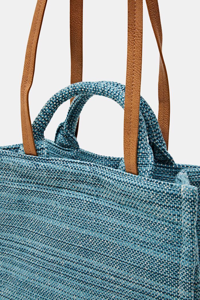 Liten shoppingväska i flerfärgad design, TEAL GREEN, detail image number 1
