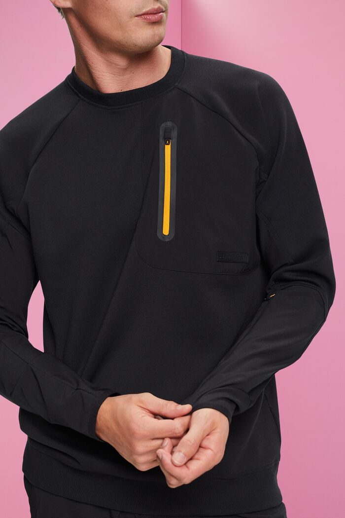 Sweatshirt med fickor med dragkedja, BLACK, detail image number 2