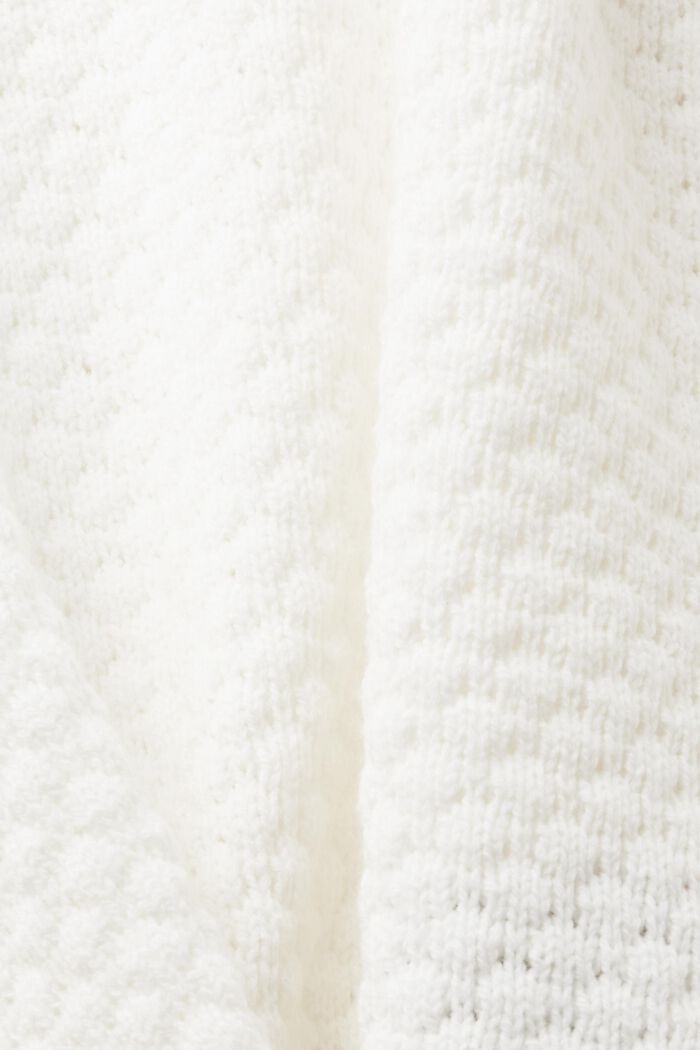 Strukturerad stickad tröja, bomullsmix, OFF WHITE, detail image number 5