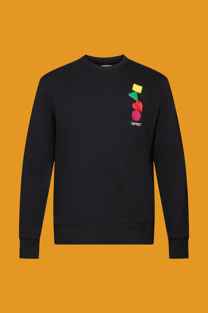 Sweatshirt med broderad logo, BLACK, detail image number 6