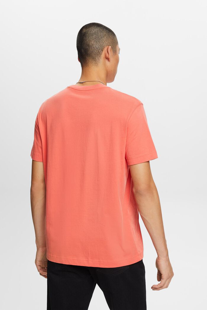 T-shirt med tryck fram, 100% bomull, CORAL RED, detail image number 4