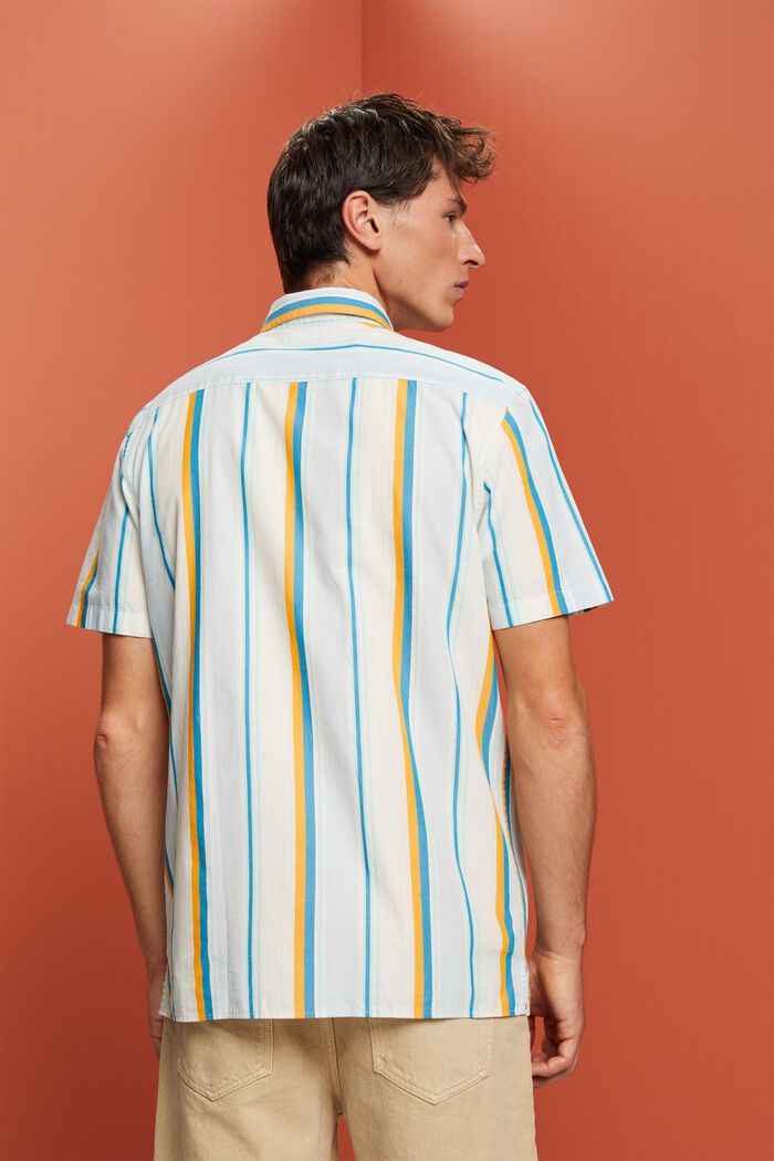 Mönstrad kortärmad skjorta, 100 % bomull, TURQUOISE, detail image number 3