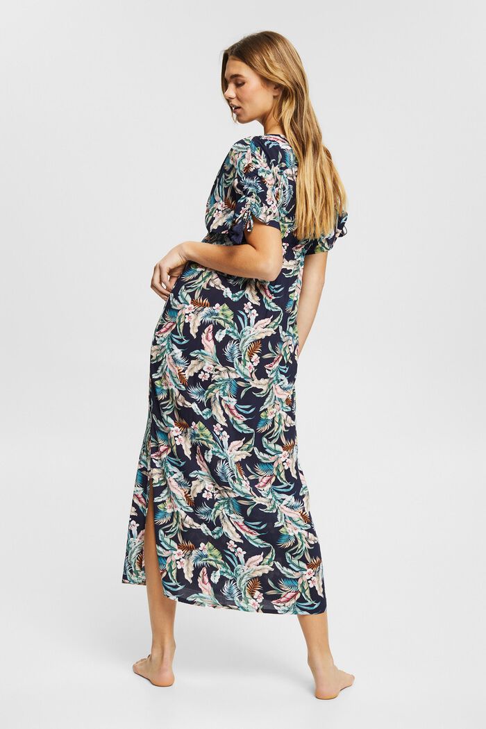Klänning med tropiskt mönster, LENZING™ ECOVERO™, NAVY, detail image number 1