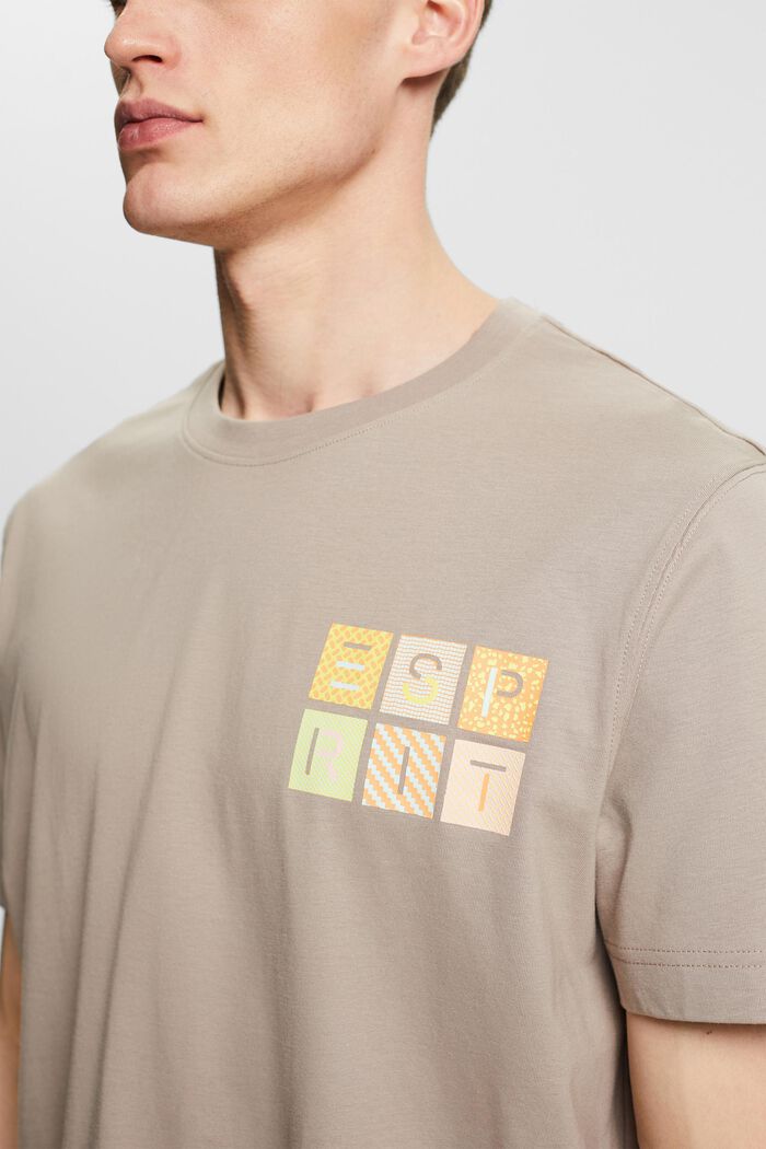 T-shirt i bomullsjersey med logo, LIGHT TAUPE, detail image number 2