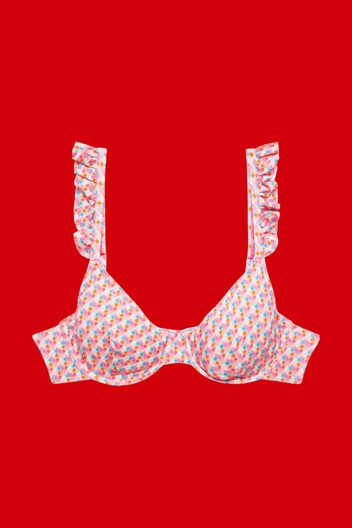 Bikiniöverdel med bygel och geometriskt mönster, PINK FUCHSIA, detail image number 3