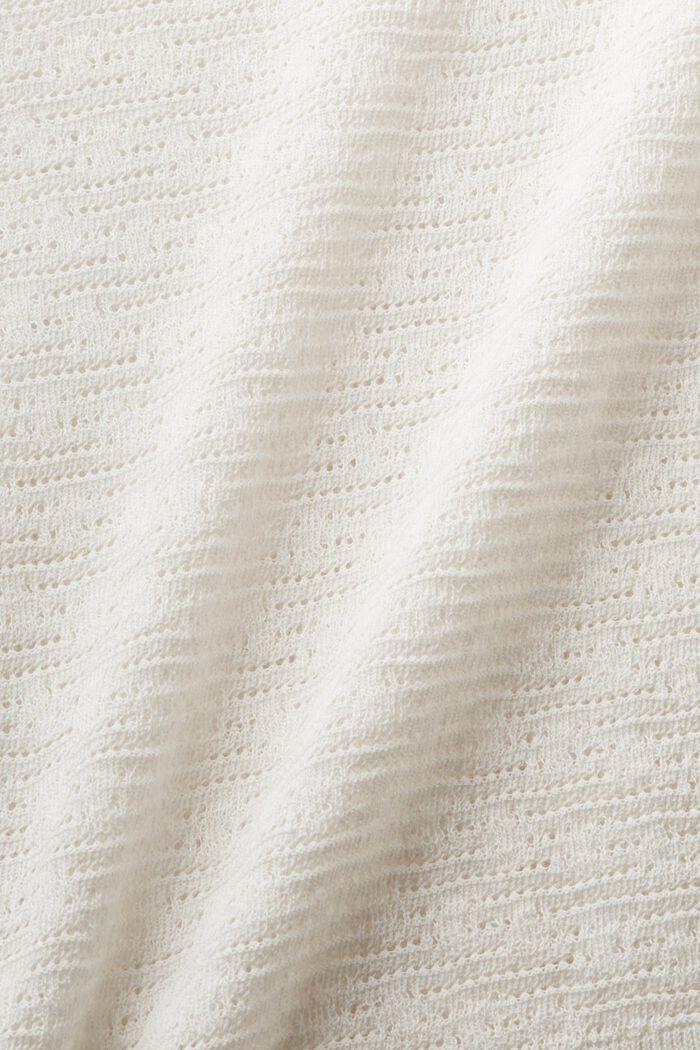 Kortärmad tröja i pointelle-design, OFF WHITE, detail image number 4