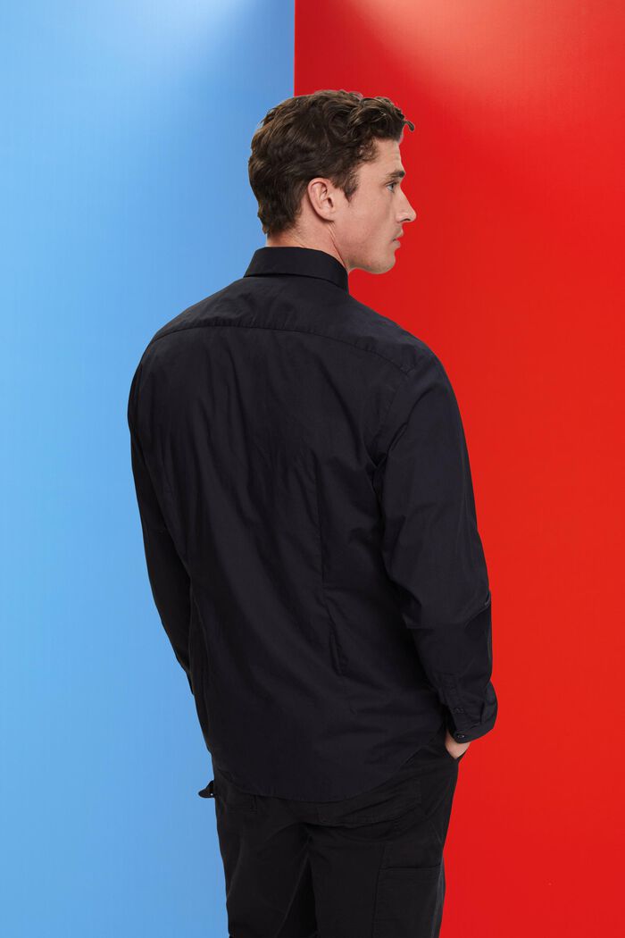 Skjorta i bomull med smal passform, BLACK, detail image number 3