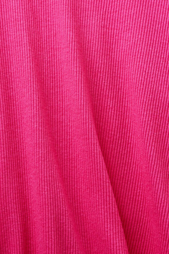 Ribbstickad långärmad tröja i jersey, PINK FUCHSIA, detail image number 5