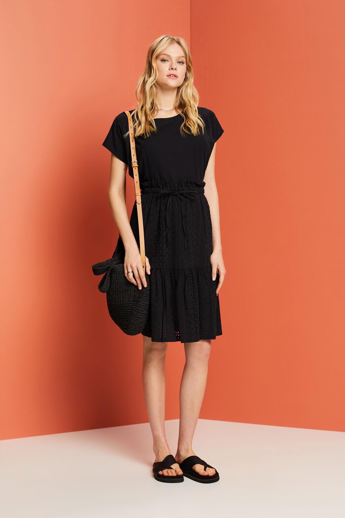 Broderad kjol, LENZING™ ECOVERO™, BLACK, detail image number 1