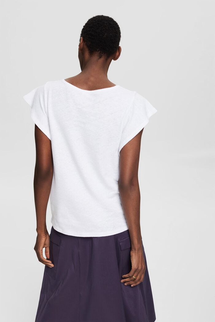 Med linneandel: T-shirt med djupa ärmhål, WHITE, detail image number 3