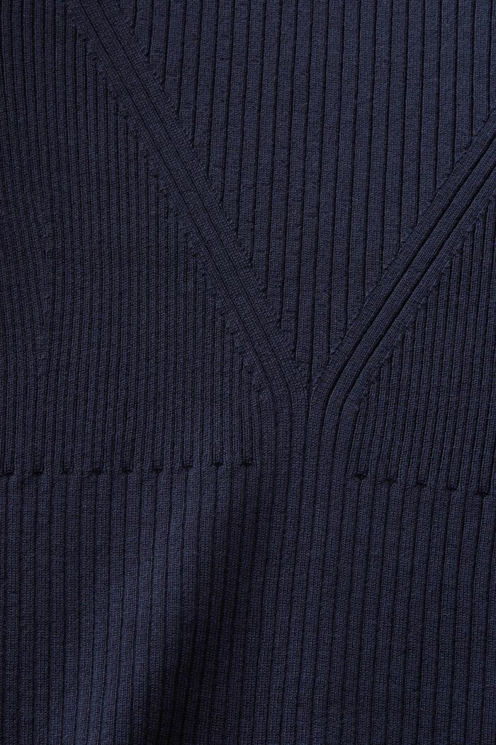 Ribbad kortärmad tröja, NAVY, detail image number 4