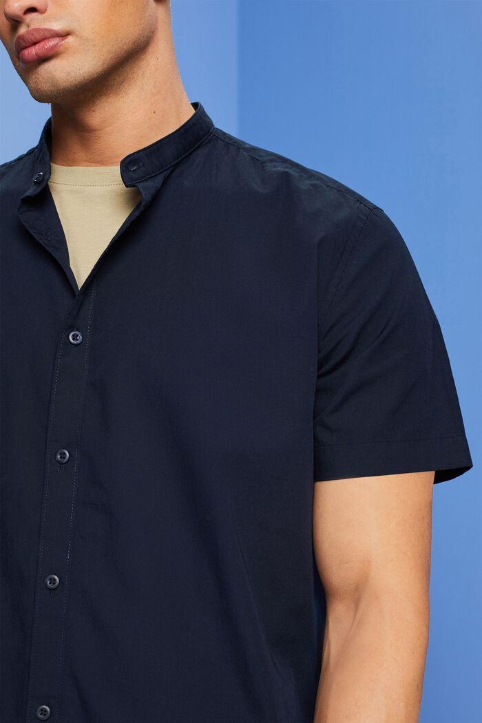 Bomullsskjorta med ståkrage, NAVY, detail image number 2