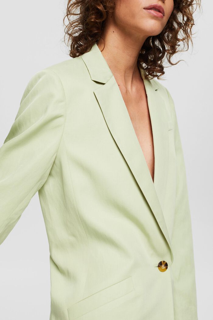 Med linne: avslappnad kavaj med en knapp, PASTEL GREEN, detail image number 2