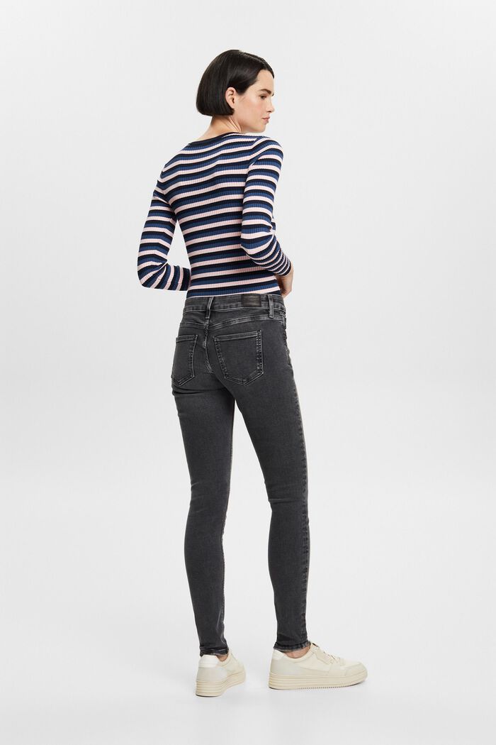 Skinny-jeans med mellanhög midja, BLACK DARK WASHED, detail image number 3