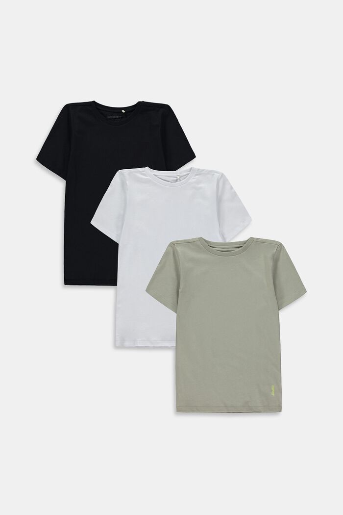 T-shirt i ren bomull, 3-pack, GREEN, detail image number 0