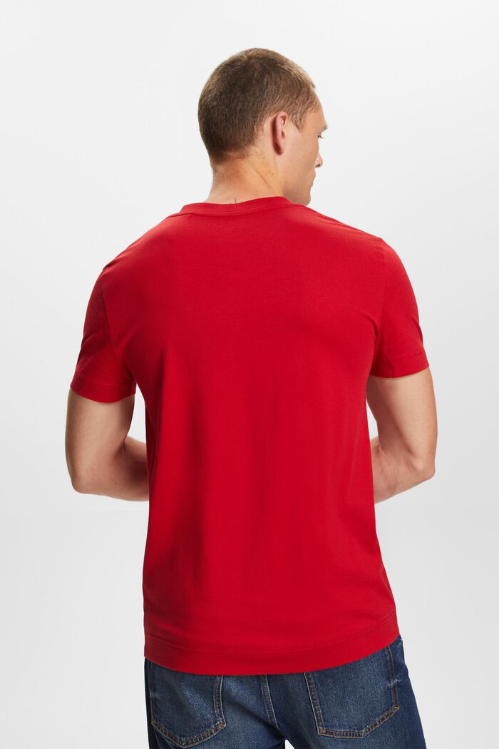 V-ringad T-shirt i jersey, 100% bomull, DARK RED, detail image number 3