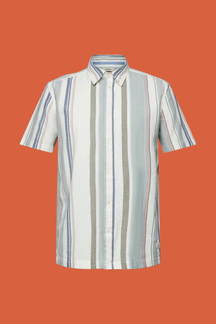Kortärmad skjorta med ränder, 100% bomull, DUSTY GREEN, detail image number 6