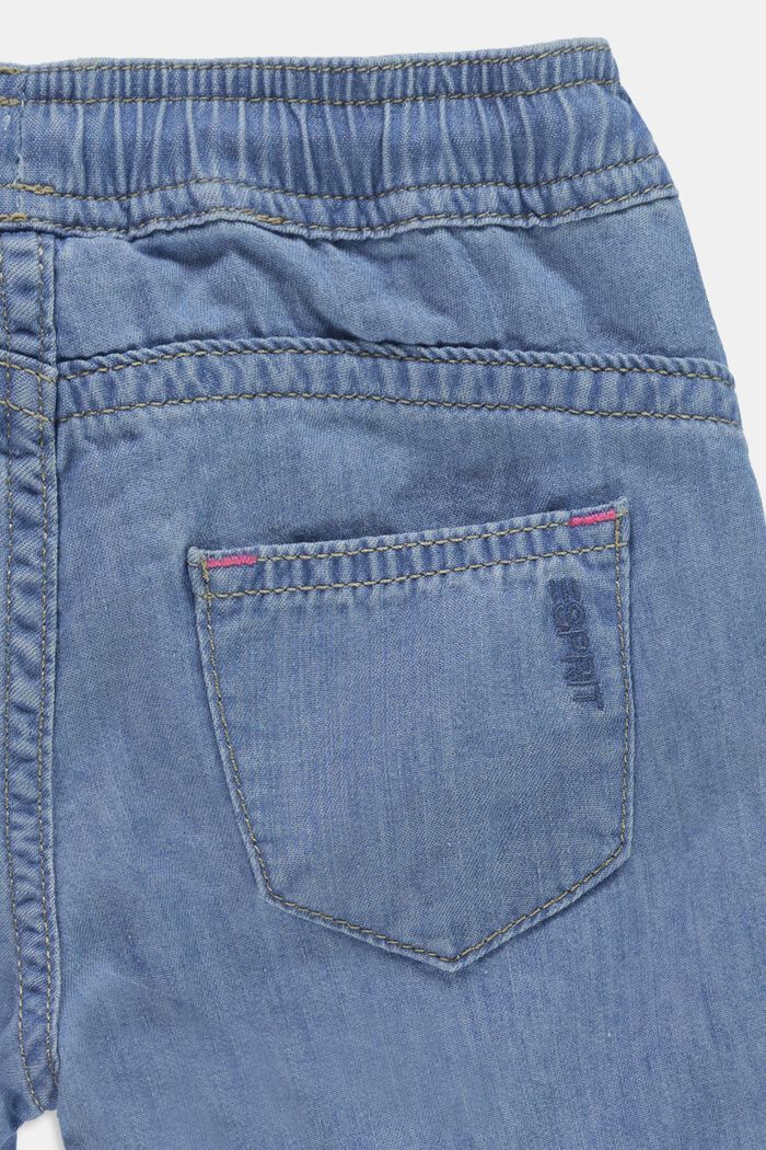 Jeansshorts med dragskolinning, BLUE LIGHT WASHED, detail image number 2