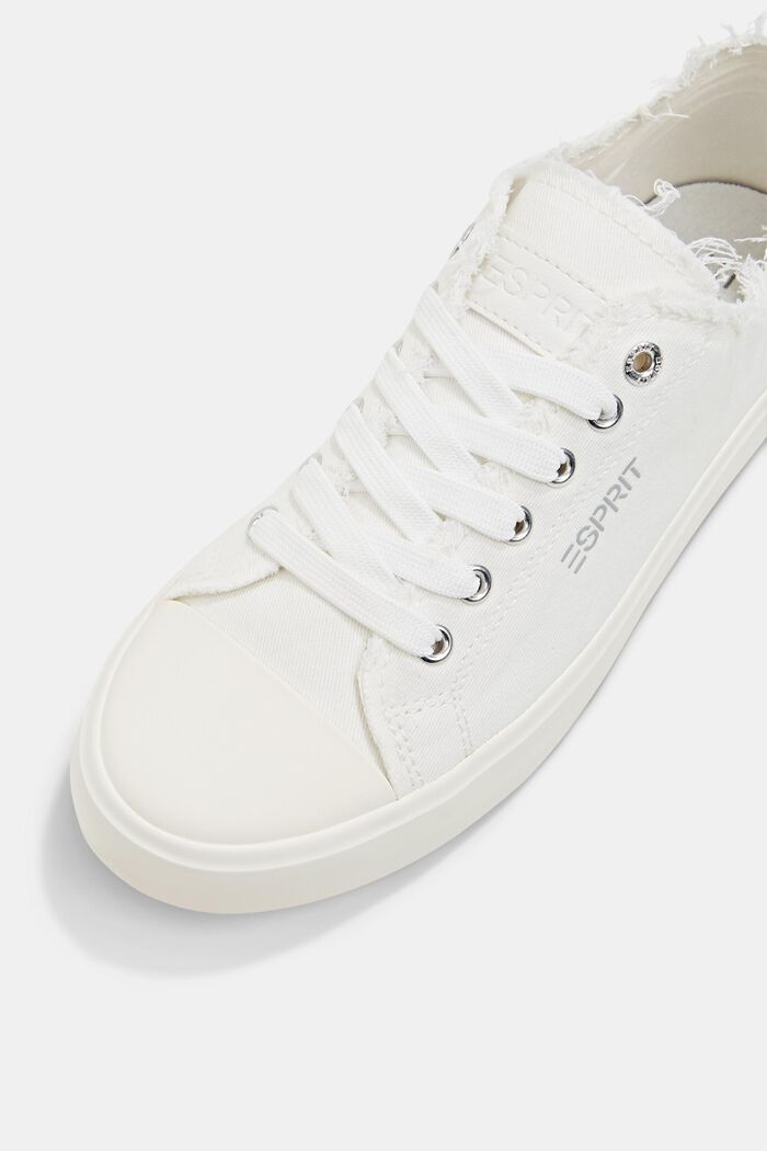 Sneakers i canvas med fransad kant, OFF WHITE, detail image number 4