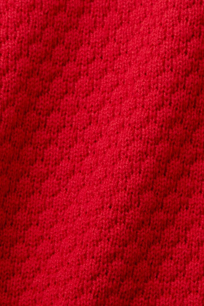 Strukturerad stickad tröja, bomullsmix, DARK RED, detail image number 5
