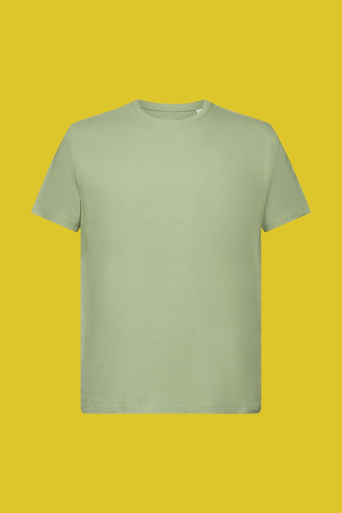 Jersey-T-shirt, bomull-linnemix, PALE KHAKI, detail image number 6